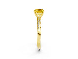 Yellow gold Cushion Cut Yellow Sapphire Engagement Ring with Side Stone Accents and Four-Prong Setting_86