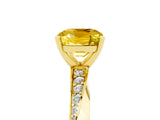 Yellow gold Cushion Cut Yellow Sapphire Engagement Ring with Side Stone Accents and Four-Prong Setting_89