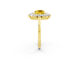 Yellow gold Cushion Cut Yellow Sapphire Floral Double Halo Engagement Ring with Prong Setting_38