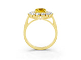 Yellow gold Cushion Cut Yellow Sapphire Floral Double Halo Engagement Ring with Prong Setting_39
