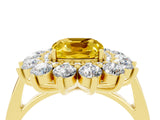 Yellow gold Cushion Cut Yellow Sapphire Floral Double Halo Engagement Ring with Prong Setting_40