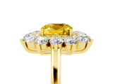 Yellow gold Cushion Cut Yellow Sapphire Floral Double Halo Engagement Ring with Prong Setting_41
