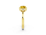 Yellow gold Cushion Cut Yellow Sapphire Halo Ring with Tapered Band and Four-Prong Setting_2
