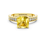 Yellow gold Cushion Cut Yellow Sapphire Milgrain Pavé Engagement Ring with Four-Prong Setting_36