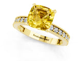 Yellow gold Cushion Cut Yellow Sapphire Milgrain Pavé Engagement Ring with Four-Prong Setting_37