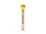 Yellow gold Cushion Cut Yellow Sapphire Milgrain Pavé Engagement Ring with Four-Prong Setting_38