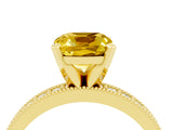 Yellow gold Cushion Cut Yellow Sapphire Milgrain Pavé Engagement Ring with Four-Prong Setting_40