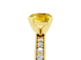 Yellow gold Cushion Cut Yellow Sapphire Milgrain Pavé Engagement Ring with Four-Prong Setting_41