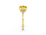 Yellow gold Cushion Cut Yellow Sapphire Ring with Side Stones and Four-Prong Setting_62