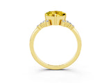 Yellow gold Cushion Cut Yellow Sapphire Ring with Side Stones and Four-Prong Setting_63