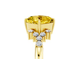 Yellow gold Cushion Cut Yellow Sapphire Ring with Side Stones and Four-Prong Setting_65