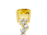 Yellow gold Cushion Cut Yellow Sapphire Scattered Round Accent Ring with Prong Setting_29