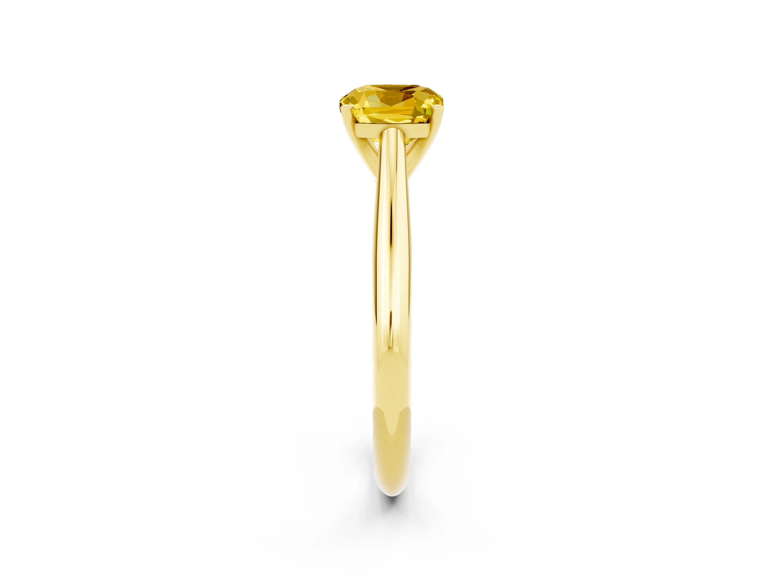 Yellow gold Cushion Cut Yellow Sapphire Solitaire Engagement Ring with Cathedral Setting and Four-Prong Mount_14