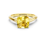 Yellow gold Cushion Cut Yellow Sapphire Solitaire Engagement Ring with Cathedral Setting and Four-Prong Mount_24