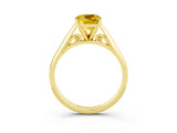 Yellow gold Cushion Cut Yellow Sapphire Solitaire Engagement Ring with Cathedral Setting and Four-Prong Mount_27