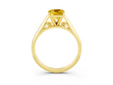 Yellow gold Cushion Cut Yellow Sapphire Solitaire Engagement Ring with Cathedral Setting and Four-Prong Mount_33