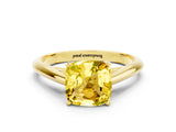 Yellow gold Cushion Cut Yellow Sapphire Solitaire Engagement Ring with Cathedral Setting and Four-Prong Mount_66
