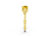 Yellow gold Cushion Cut Yellow Sapphire Solitaire Engagement Ring with Celtic Knot Band and Four-Prong Setting_26
