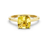 Yellow gold Cushion Cut Yellow Sapphire Solitaire Engagement Ring with Classic Band and Four-Prong Setting_24