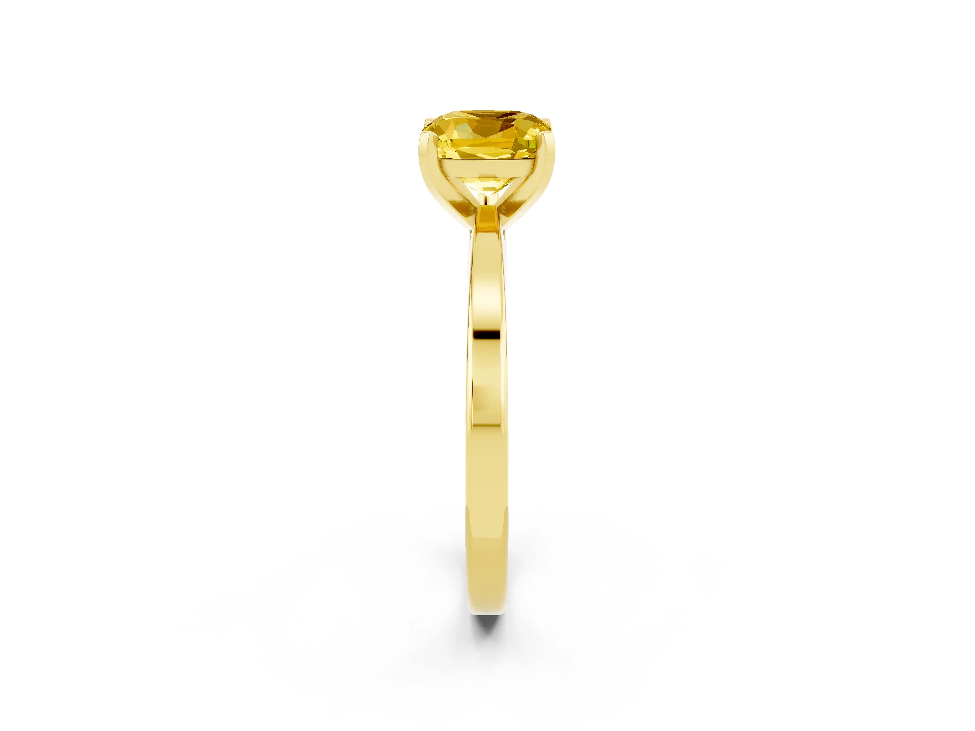 Yellow gold Cushion Cut Yellow Sapphire Solitaire Engagement Ring with Classic Band and Four-Prong Setting_62