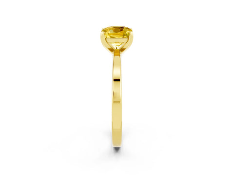 Yellow gold Cushion Cut Yellow Sapphire Solitaire Engagement Ring with Classic Band and Four-Prong Setting_62
