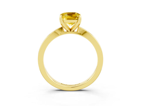 Yellow gold Cushion Cut Yellow Sapphire Solitaire Engagement Ring with Classic Band and Four-Prong Setting_63