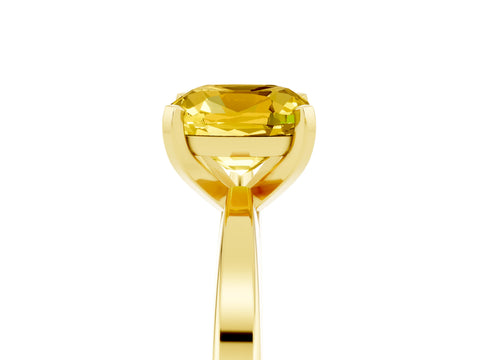 Yellow gold Cushion Cut Yellow Sapphire Solitaire Engagement Ring with Classic Band and Four-Prong Setting_65