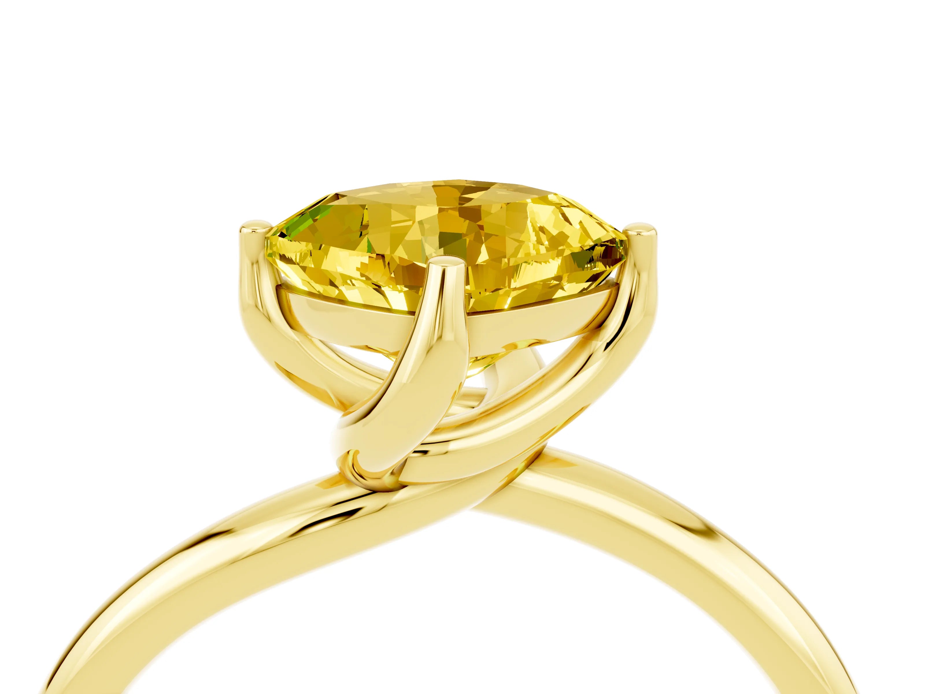 Yellow gold Cushion Cut Yellow Sapphire Solitaire Engagement Ring with Four-Prong Setting and Classic Band_16