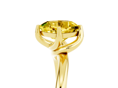 Yellow gold Cushion Cut Yellow Sapphire Solitaire Engagement Ring with Four-Prong Setting and Classic Band_17