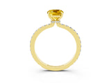 Yellow gold Cushion Cut Yellow Sapphire Solitaire Engagement Ring with Pavé Band and Four-Prong Setting_27