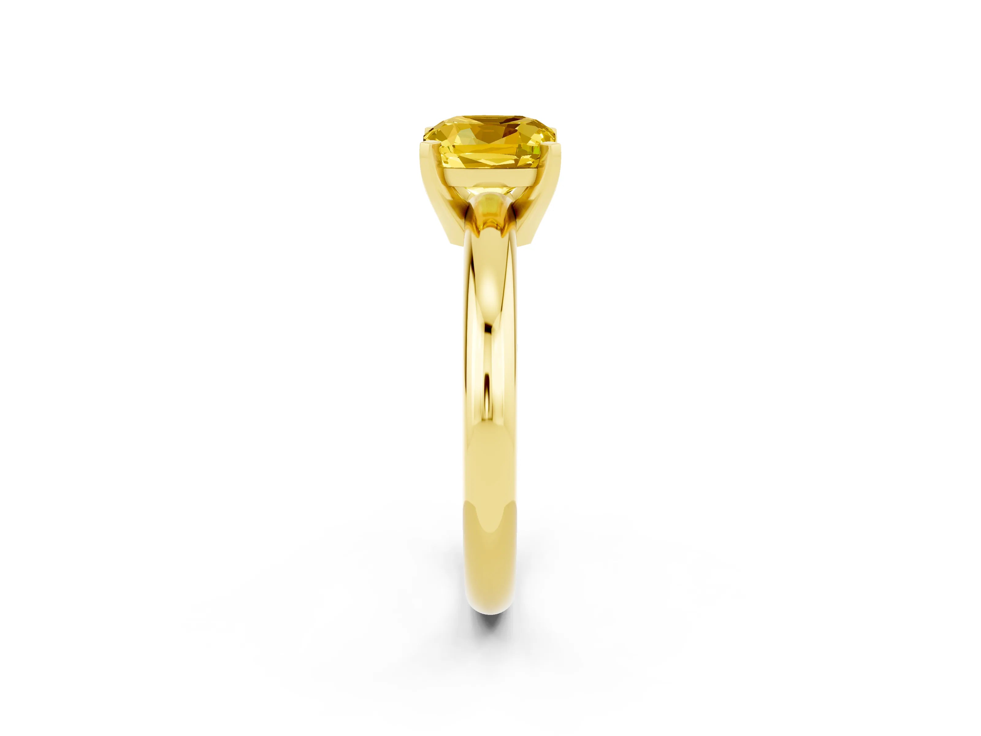 Yellow gold Cushion Cut Yellow Sapphire Solitaire Engagement Ring with Round Band and Four-Prong Setting_26