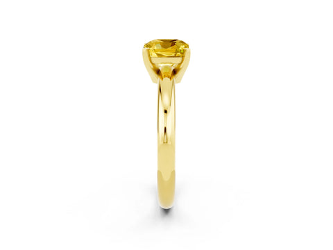 Yellow gold Cushion Cut Yellow Sapphire Solitaire Engagement Ring with Round Band and Four-Prong Setting_26