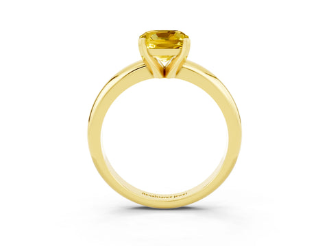 Yellow gold Cushion Cut Yellow Sapphire Solitaire Engagement Ring with Round Band and Four-Prong Setting_27