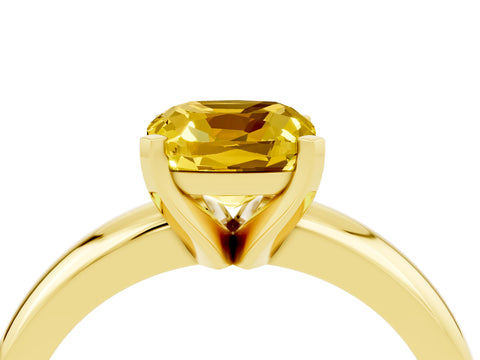 Yellow gold Cushion Cut Yellow Sapphire Solitaire Engagement Ring with Round Band and Four-Prong Setting_28