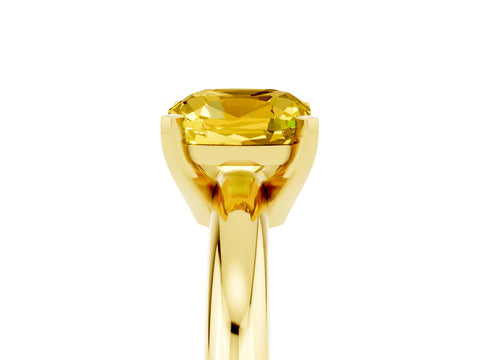 Yellow gold Cushion Cut Yellow Sapphire Solitaire Engagement Ring with Round Band and Four-Prong Setting_29