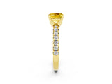 Yellow gold Cushion Cut Yellow Sapphire Solitaire Pavé Engagement Ring with Round Band and Prong Setting_14