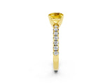 Yellow gold Cushion Cut Yellow Sapphire Solitaire Pavé Engagement Ring with Round Band and Prong Setting_86