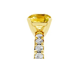 Yellow gold Cushion Cut Yellow Sapphire Solitaire Pavé Engagement Ring with Round Band and Prong Setting_89