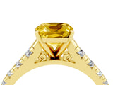 Yellow gold Cushion Cut Yellow Sapphire Solitaire Ring with Cathedral Setting and Pavé Band_28