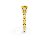 Yellow gold Cushion Cut Yellow Sapphire Solitaire Ring with Filigree Band and Four-Prong Setting_50