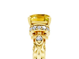 Yellow gold Cushion Cut Yellow Sapphire Solitaire Ring with Filigree Band and Four-Prong Setting_53