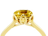Yellow gold Cushion Cut Yellow Sapphire Solitaire Ring with Flower Prong Setting and Classic Band_40
