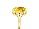 Yellow gold Cushion Cut Yellow Sapphire Solitaire Ring with Flower Prong Setting and Classic Band_41