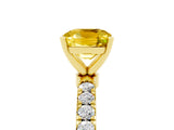 Yellow gold Cushion Cut Yellow Sapphire Solitaire Ring with Pavé Accents and Four-Prong Setting_29