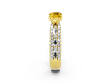 Yellow gold Cushion Cut Yellow Sapphire Solitaire Ring with Pavé and Channel Set Band_26