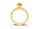 Yellow gold Cushion Cut Yellow Sapphire Solitaire Ring with Pavé and Channel Set Band_27