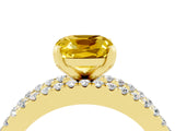 Yellow gold Cushion Cut Yellow Sapphire Solitaire Ring with Pavé and Channel Set Band_28