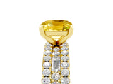 Yellow gold Cushion Cut Yellow Sapphire Solitaire Ring with Pavé and Channel Set Band_29