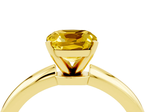 Yellow gold Cushion Cut Yellow Sapphire Solitaire Ring with Six-Prong Setting and Classic Band_4