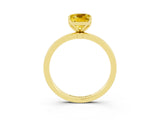 Yellow gold Cushion Cut Yellow Sapphire Solitaire Ring with Thin Band and Prong Setting_15